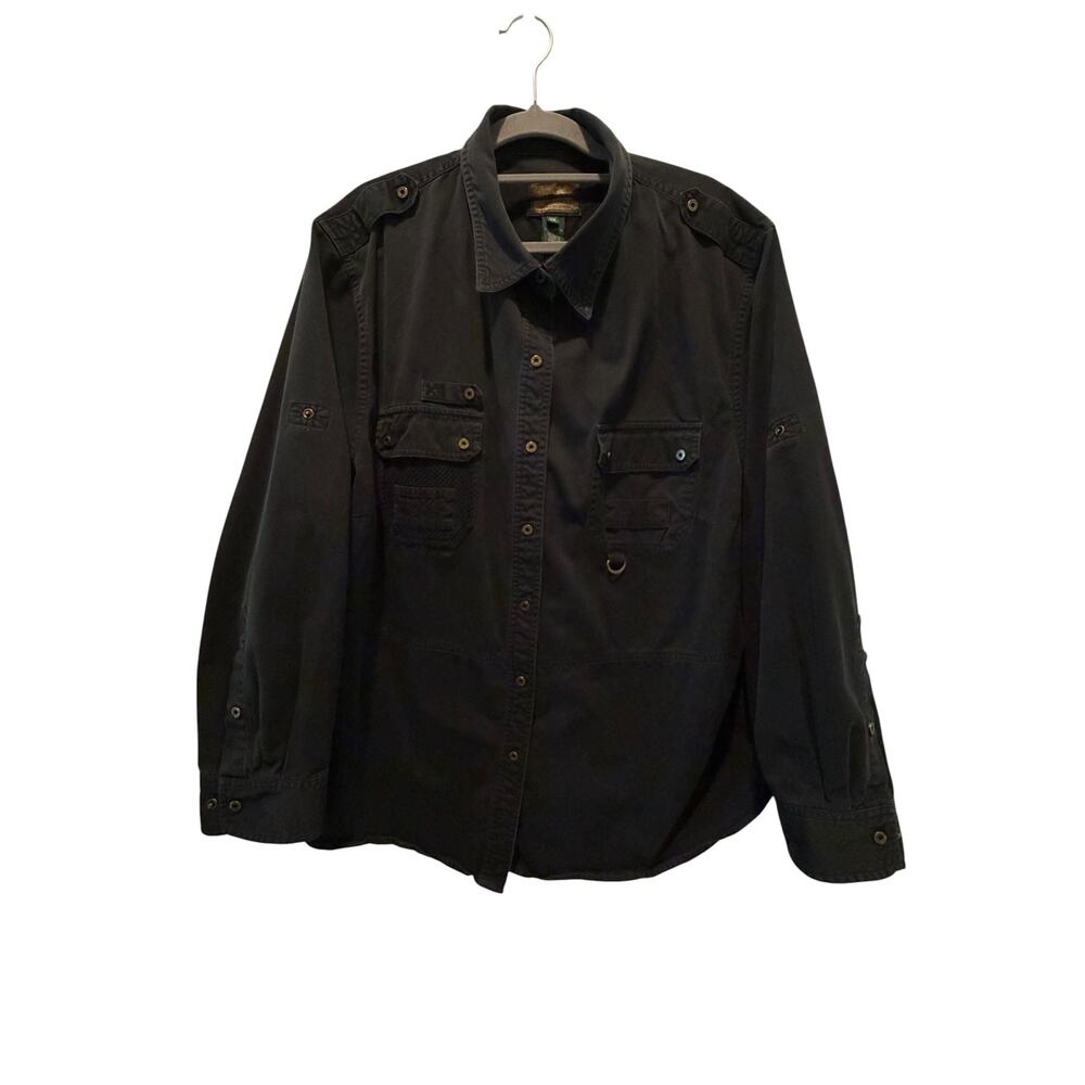 VTG Lauren Ralph Lauren Utility Safari Jacket 3X Black Gorpcore Dark Academia
